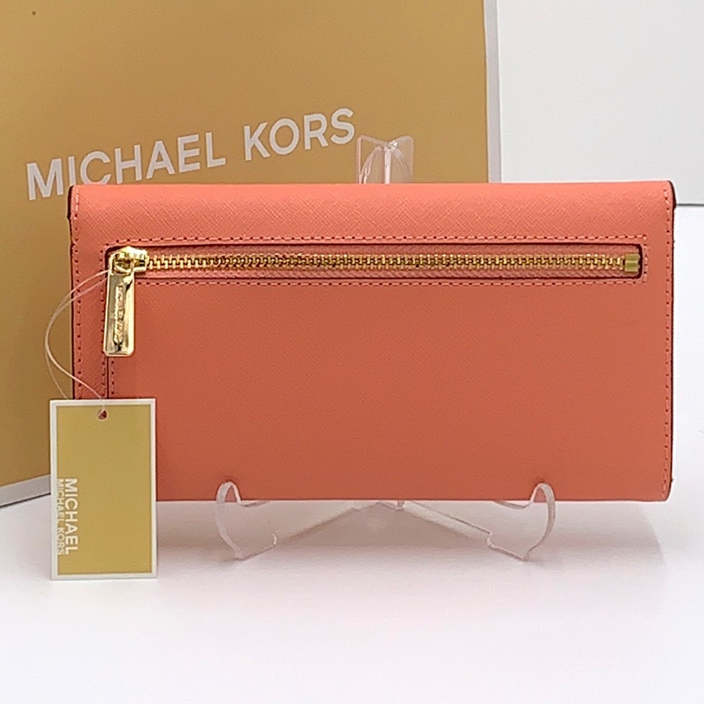 MICHAEL KORS JET SET TRAVEL LARGE TRIFOLD WALLET SHERBERT COLOR - Picture 2 of 13